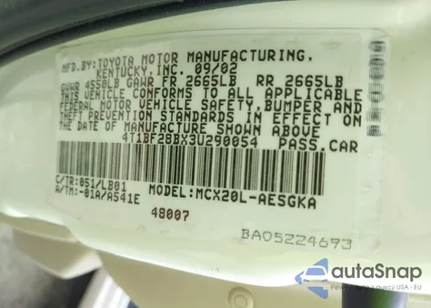 2003 Toyota Avalon Xls from USA, damaged, VIN 4T1BF28BX3U290054